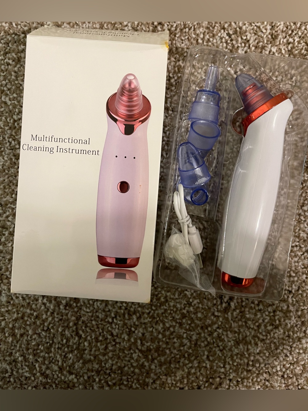 Amazon Essentials White and Rose Gold Multifunctional Skin Cleaning Instrument